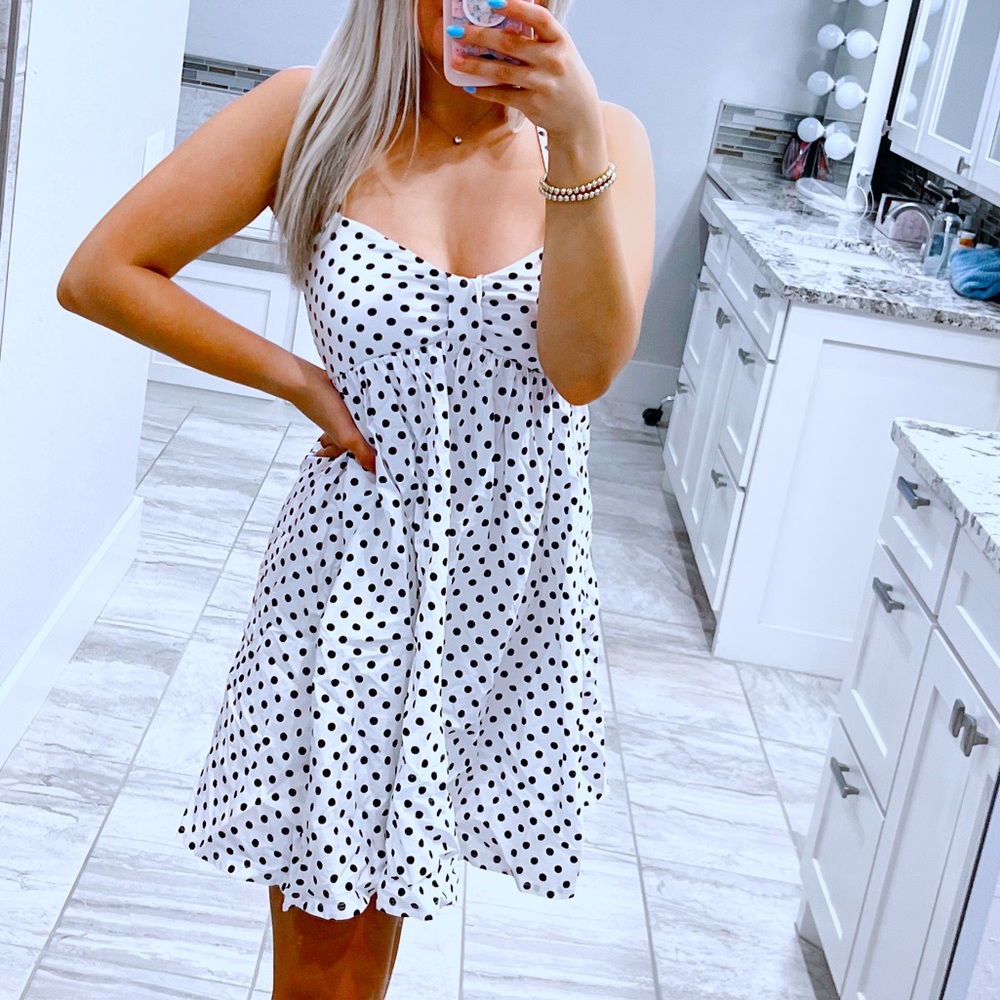 zara black and white polka dot dress